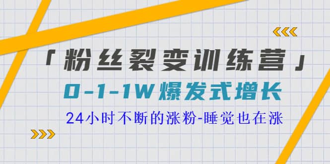 「粉丝裂变训练营」0-1-1w爆发式增长，24小时不断的涨粉-睡觉也在涨-16节课-问小徐资源库