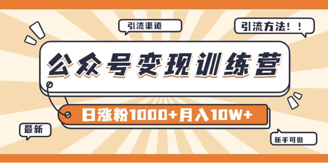 【某公众号变现营第二期】0成本日涨粉1000+让你月赚10W+（8月24号更新）-问小徐资源库