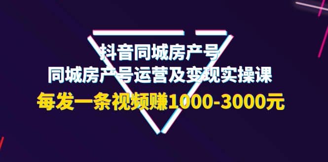 抖音同城房产号，同城房产号运营及变现实操课，每发一条视频赚1000-3000元-问小徐资源库