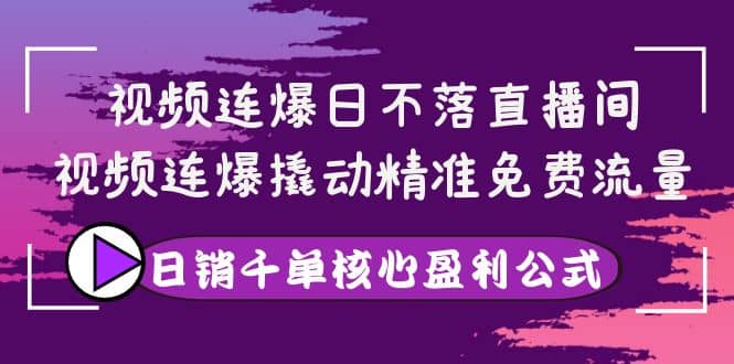 视频连爆日不落直播间，视频连爆撬动精准免费流量，日销千单核心盈利公式-问小徐资源库