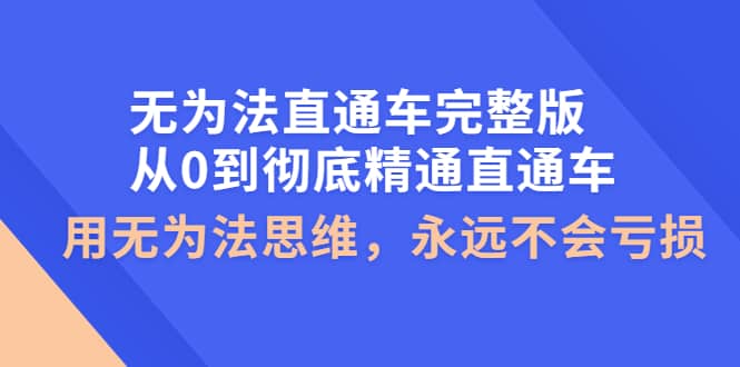 无为法直通车完整版：从0到彻底精通直通车，用无为法思维，永远不会亏损-问小徐资源库