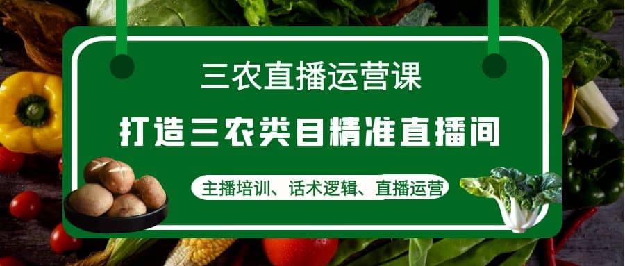 三农直播运营课：打造三农类目精准直播间，主播培训、话术逻辑、直播运营-问小徐资源库