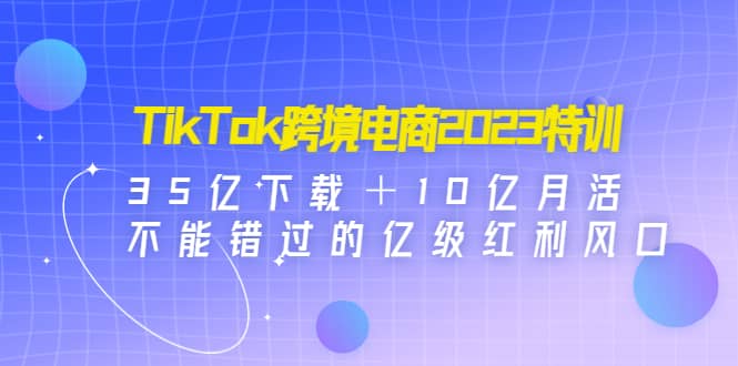 TikTok跨境电商2023特训：35亿下载＋10亿月活，不能错过的亿级红利风口-问小徐资源库