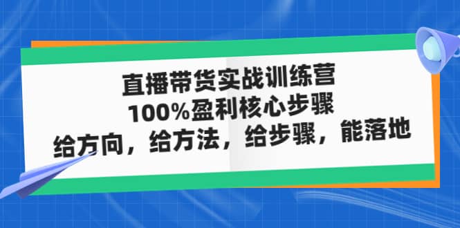 直播带货实战训练营：100%盈利核心步骤，给方向，给方法，给步骤，能落地-问小徐资源库