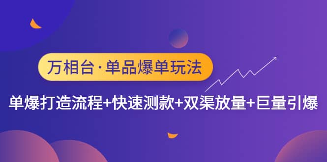 万相台·单品爆单玩法，单爆打造流程+快速测款+双渠放量+巨量引爆-问小徐资源库