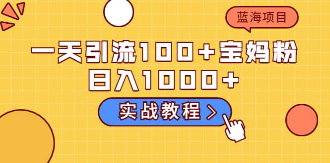 一天引流100+宝妈粉，日入1000+的蓝海项目（实战教程）-问小徐资源库