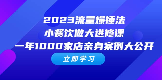 2023流量 爆锤法，小餐饮做大进修课，一年1000家店亲身案例大公开-问小徐资源库