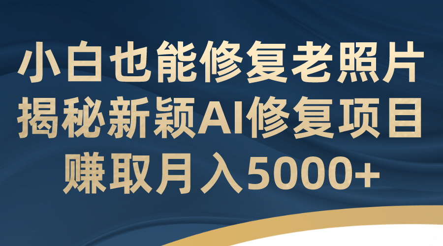 小白也能修复老照片！揭秘新颖AI修复项目，赚取月入5000+-问小徐资源库