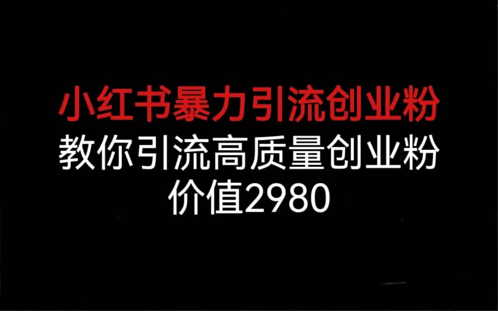 小红书暴力引流创业粉，教你引流高质量创业粉，价值2980-问小徐资源库