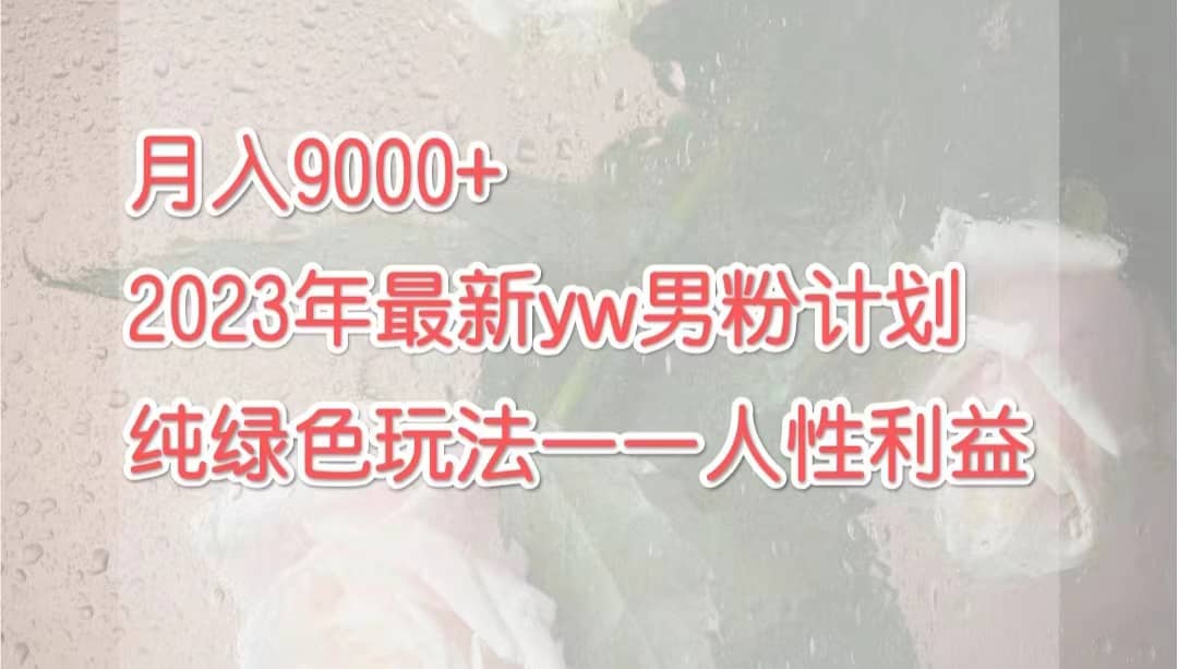 月入9000+2023年9月最新yw男粉计划绿色玩法——人性之利益-问小徐资源库