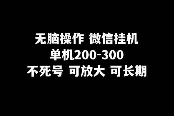 无脑操作微信挂机单机200-300一天，不死号，可放大-问小徐资源库