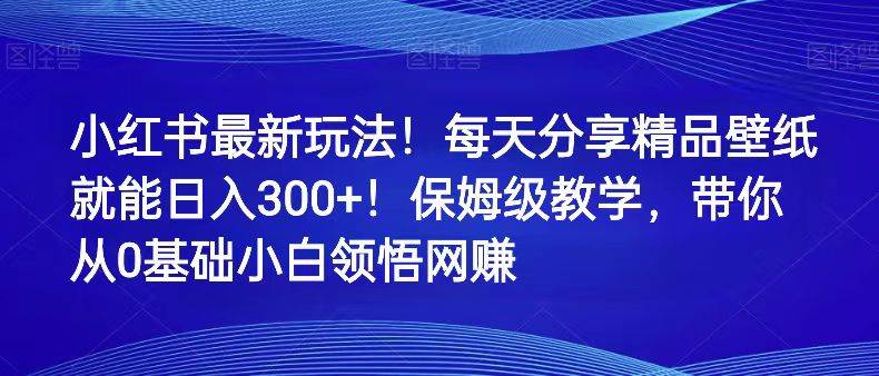 小红书最新玩法！每天分享精品壁纸就能日入300+！保姆级教学，带你从0领悟网赚-问小徐资源库