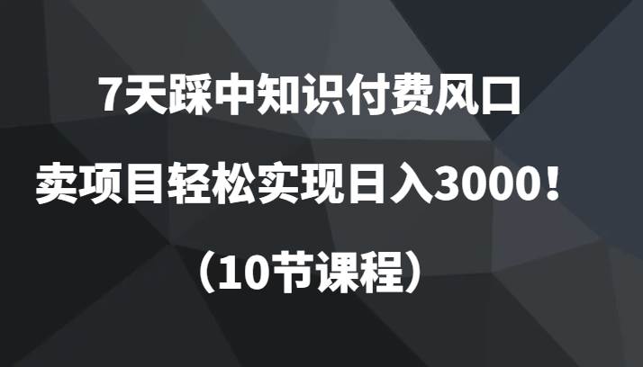 7天踩中知识付费风口，卖项目轻松实现日入3000！（10节课程）-问小徐资源库