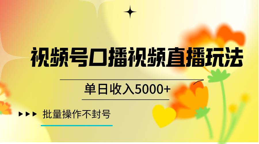 视频号口播视频直播玩法单日收入5000+，一种可以单号持续操作的玩法-问小徐资源库