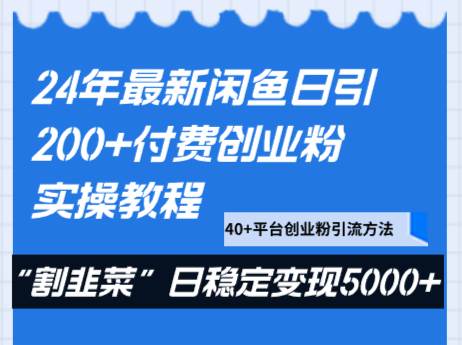 24年最新闲鱼日引200+付费创业粉，割韭菜每天5000+收益实操教程！-问小徐资源库