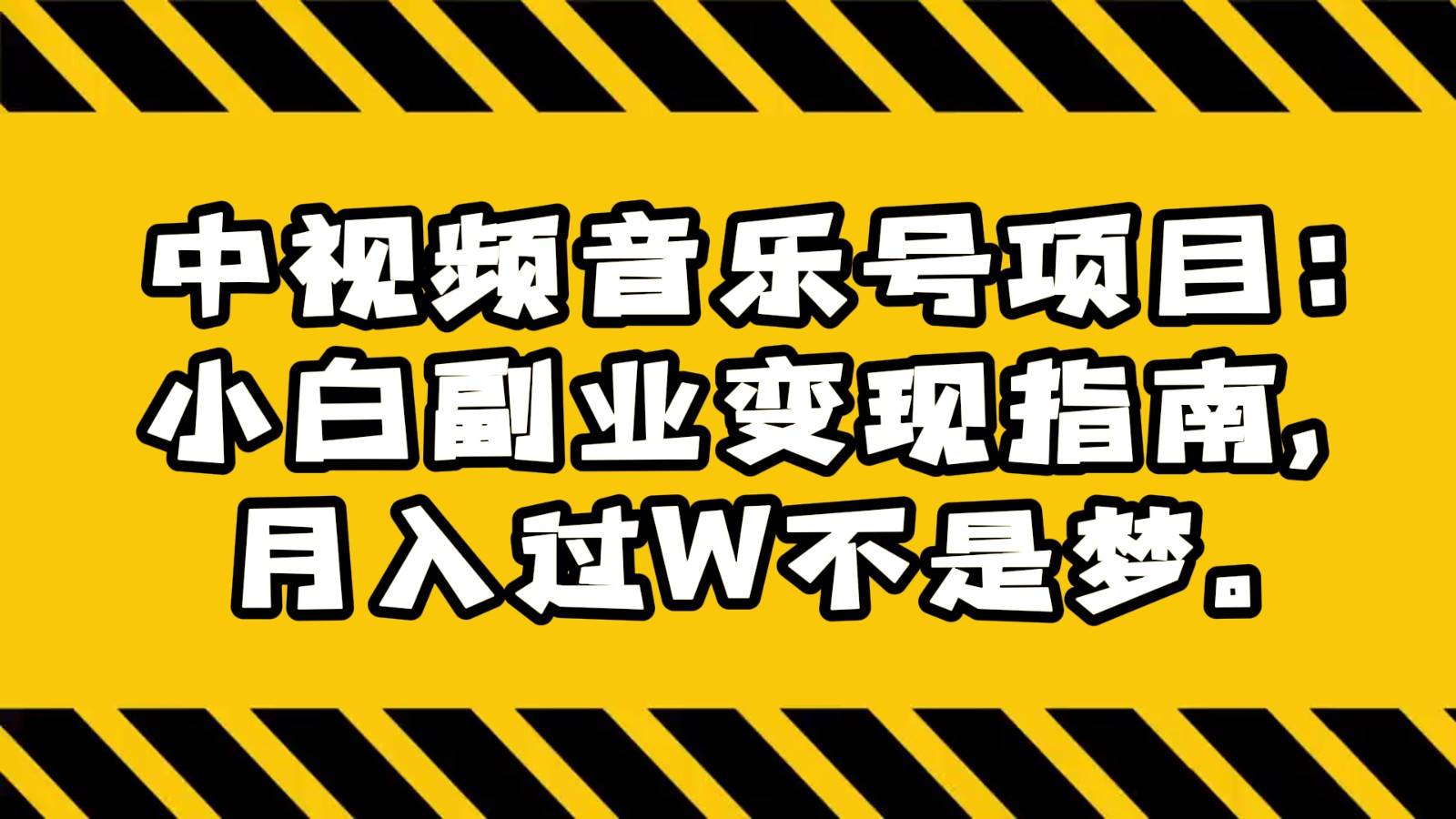 中视频音乐号项目：小白副业变现指南，月入过W不是梦。-问小徐资源库