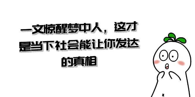 某公众号付费文章《一文惊醒梦中人，这才是当下社会能让你发达的真相》-问小徐资源库