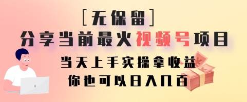 无保留分享当前最火视频号项目，当天上手实操拿收益，你也可以日入几百-问小徐资源库