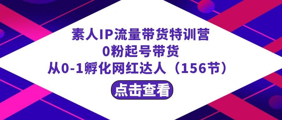 繁星·计划素人IP流量带货特训营：0粉起号带货 从0-1孵化网红达人（156节）-问小徐资源库