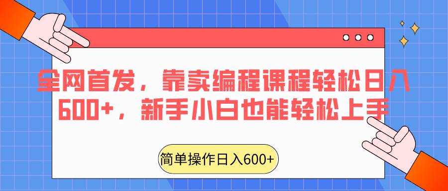 全网首发，靠卖编程课程轻松日入600+，新手小白也能轻松上手-问小徐资源库