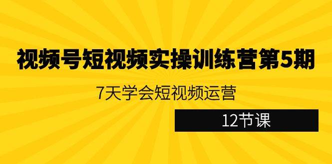 视频号短视频实操训练营第5期：7天学会短视频运营（12节课）-问小徐资源库