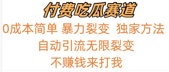 吃瓜付费赛道，暴力无限裂变，0成本，实测日入700+！！！-问小徐资源库