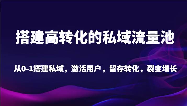 搭建高转化的私域流量池 从0-1搭建私域，激活用户，留存转化，裂变增长（20节课）-问小徐资源库