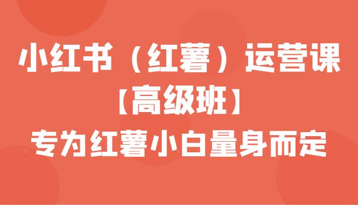 小红书（红薯）运营课【高级班】，专为红薯小白量身而定（42节课）-问小徐资源库