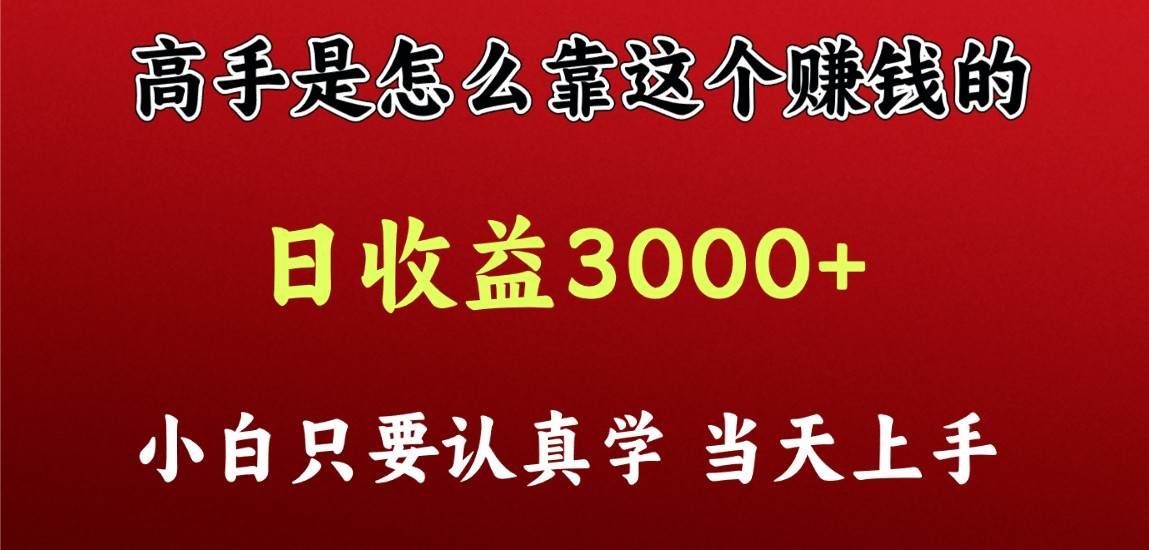 看高手是怎么赚钱的，一天收益至少3000+以上，小白当天上手-问小徐资源库