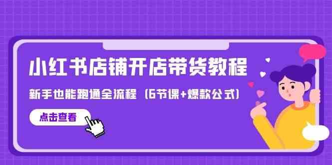 最新小红书店铺开店带货教程，新手也能跑通全流程（6节课+爆款公式）-问小徐资源库