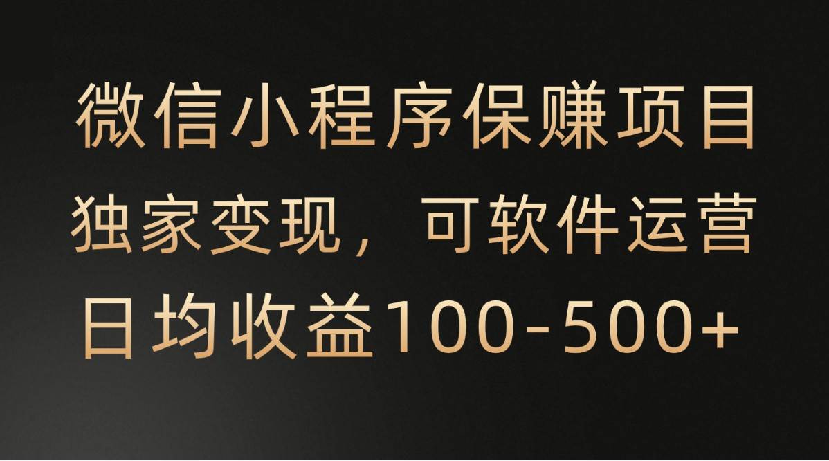 微信小程序，腾讯保赚项目，可软件自动运营，日均100-500+收益有保障-问小徐资源库