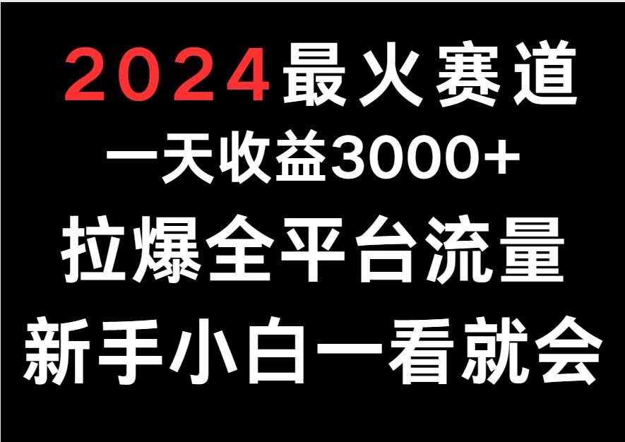 2024最火赛道，一天收一3000+.拉爆全平台流量，新手小白一看就会-问小徐资源库