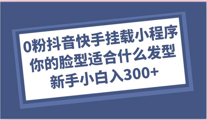 0粉抖音快手挂载小程序，你的脸型适合什么发型玩法，新手小白日入300+-问小徐资源库