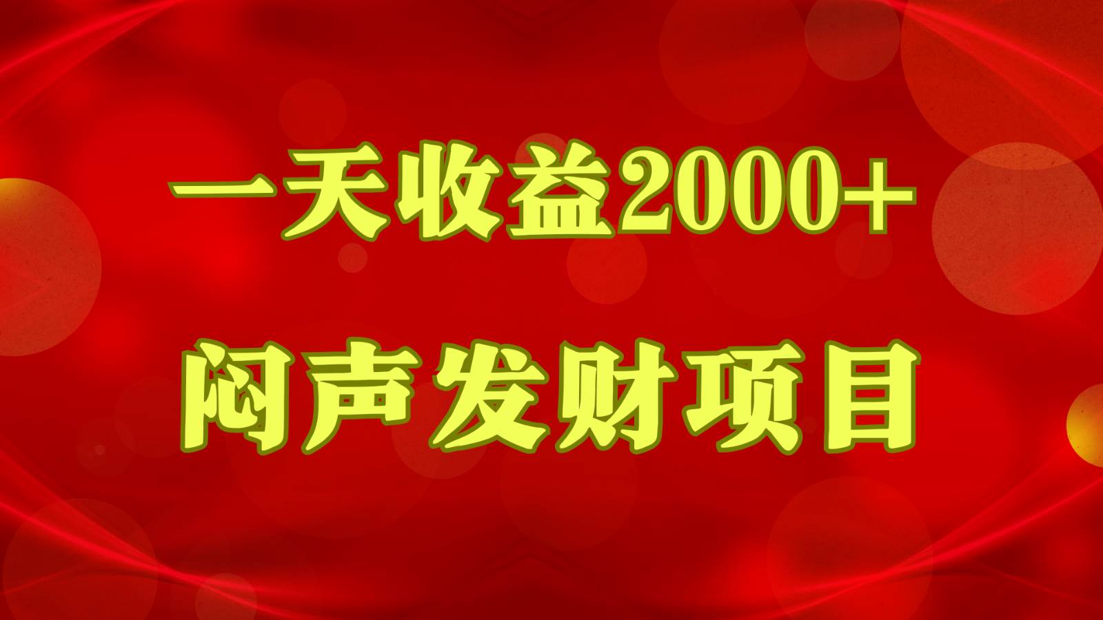 闷声发财，一天收益2000+，到底什么是赚钱，看完你就知道了-问小徐资源库