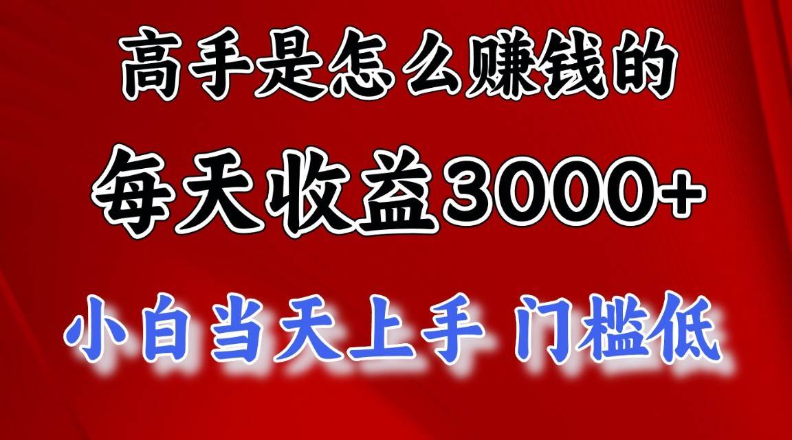 高手是怎么赚钱的，一天收益3000+，闷声发财项目，不是一般人能看懂的-问小徐资源库