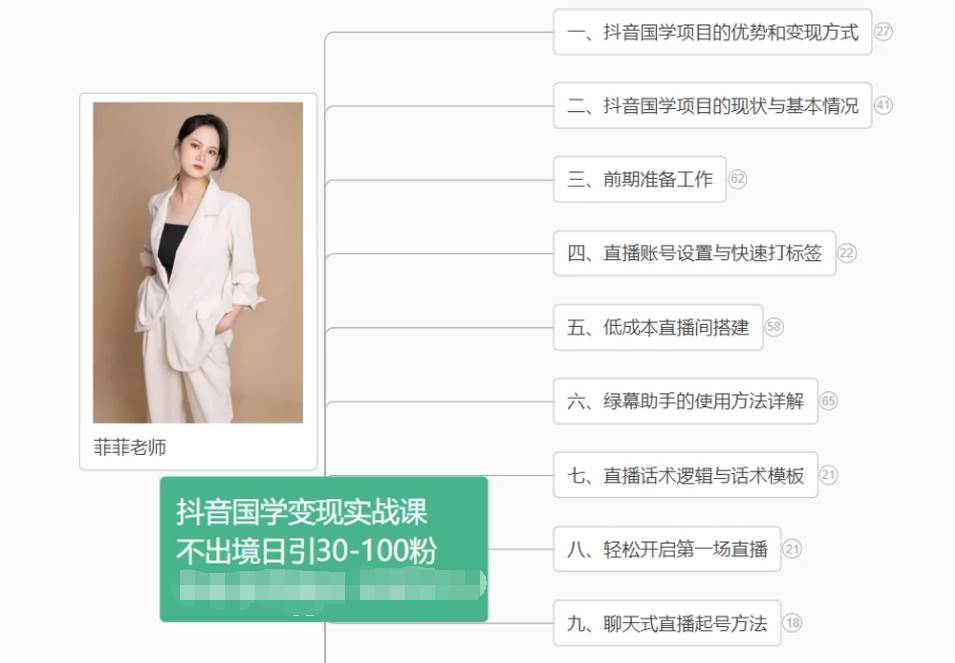 抖音国学变现项目：不出境日引30-100粉实战课程-问小徐资源库