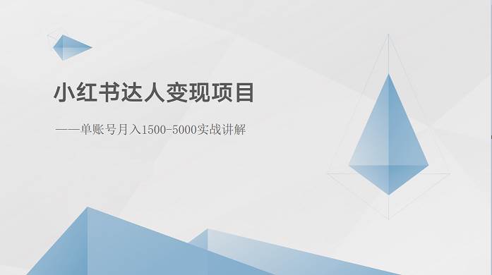 小红书达人变现项目：单账号月入1500-3000实战讲解-问小徐资源库