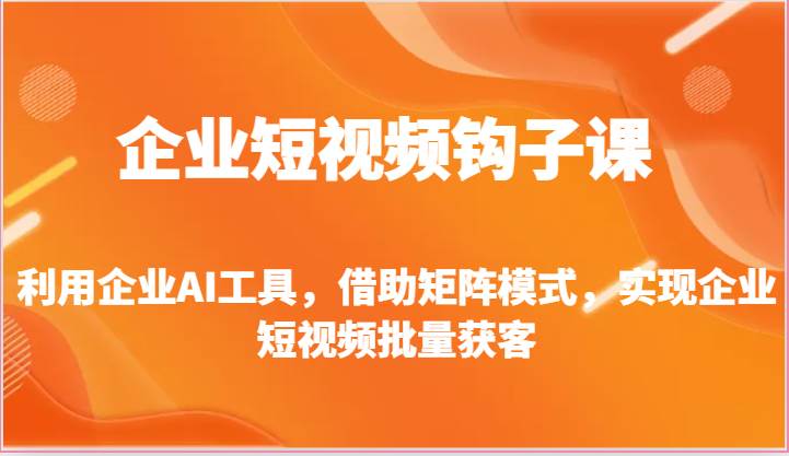 企业短视频钩子课-利用企业AI工具，借助矩阵模式，实现企业短视频批量获客-问小徐资源库