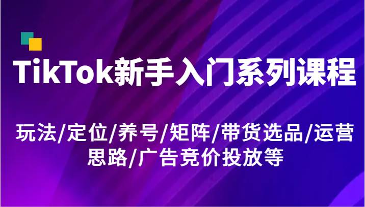 图片[1]-TikTok新手入门系列课程，玩法/定位/养号/矩阵/带货选品/运营思路/广告竞价投放等-问小徐资源库