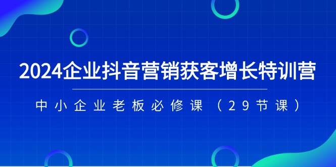 2024企业抖音营销获客增长特训营，中小企业老板必修课（29节课）-问小徐资源库