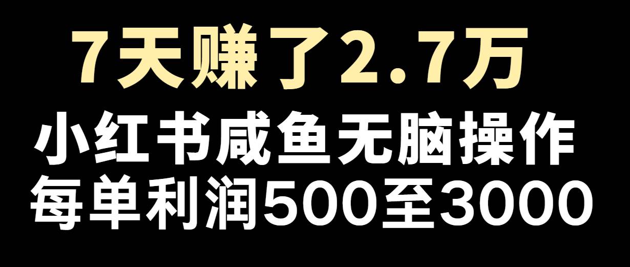 七天赚了2.7万！每单利润最少500+，轻松月入5万+小白有手就行-问小徐资源库