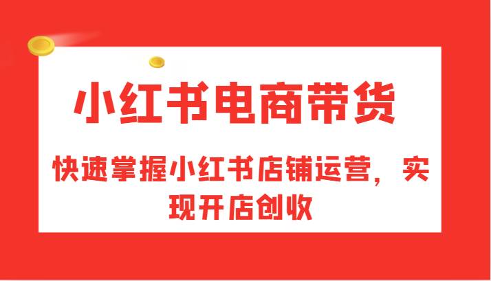 小红书电商带货，快速掌握小红书店铺运营，实现开店创收-问小徐资源库