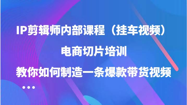 IP剪辑师内部课程（挂车视频），电商切片培训，教你如何制造一条爆款带货视频-问小徐资源库