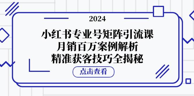 小红书专业号矩阵引流课，月销百万案例解析，精准获客技巧全揭秘-问小徐资源库