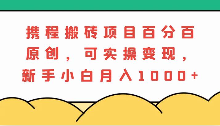 携程搬砖项目，百分百原创，可实操变现，新手小白月入1000+-问小徐资源库