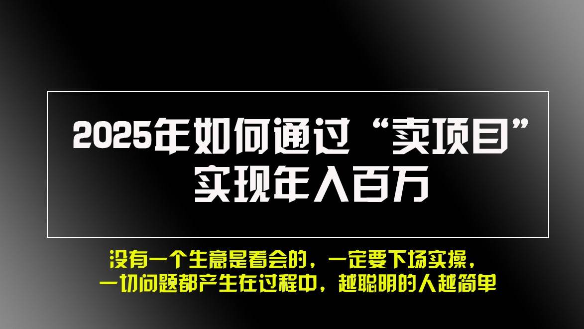 2025年如何通过“卖项目”实现年入百万-问小徐资源库