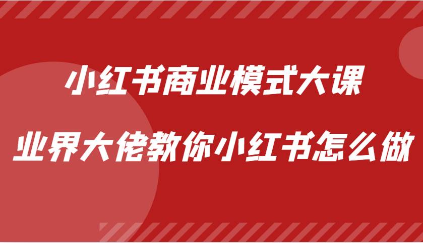 小红书商业模式大课，业界大佬教你小红书怎么做【视频课】-问小徐资源库