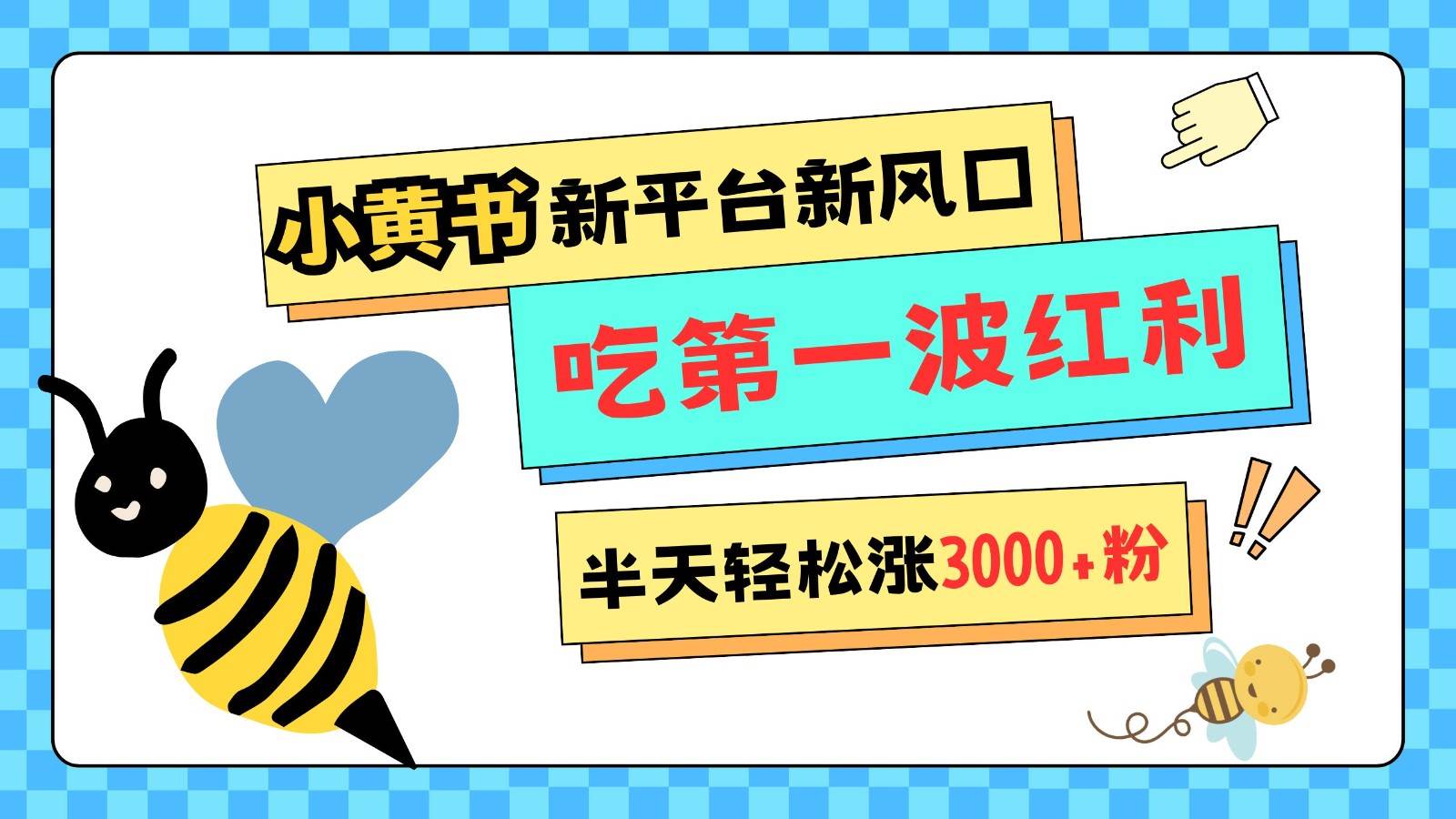 小黄书重磅来袭，新平台新风口，管理宽松，半天轻松涨3000粉，第一波红利等你来吃-问小徐资源库