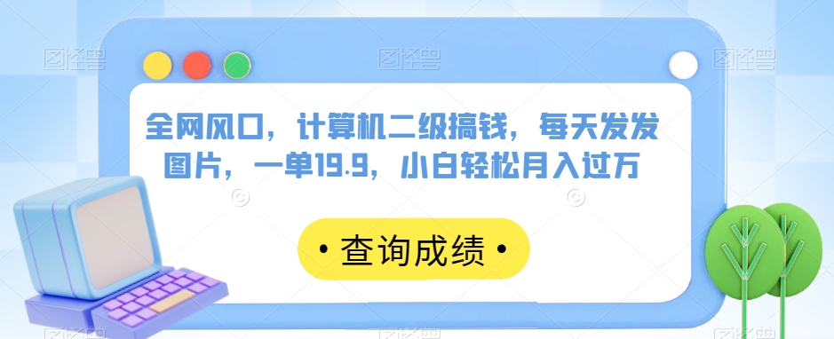 全网风口，计算机二级搞钱，每天发发图片，一单19.9，小白轻松月入过万【揭秘】-问小徐资源库