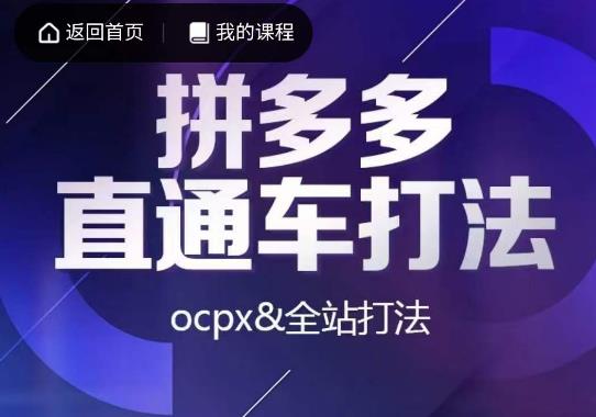 互力·拼多多直通车打法，ocpx&全站打法-问小徐资源库